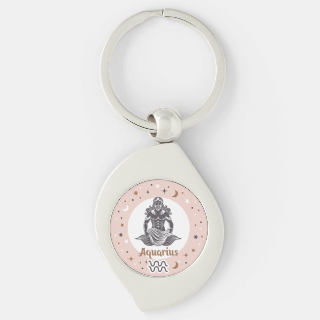 Zodiac Sign Aquarius Key Ring (Front)