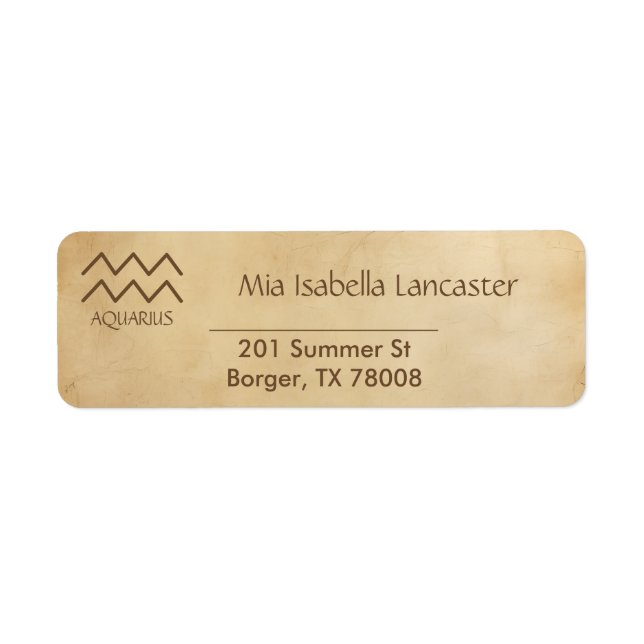 Zodiac Sign Aquarius Return Address Labels (Front)