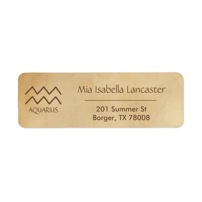 Zodiac Sign Aquarius -  Return Address Labels (Front)