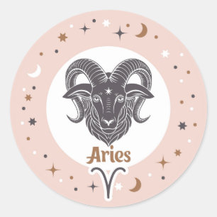 Zodiac Sign Aries Classic Round Sticker