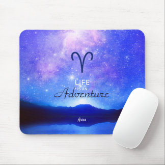 Zodiac Sign Aries Dreamy Star Sky Quote Mouse Pad