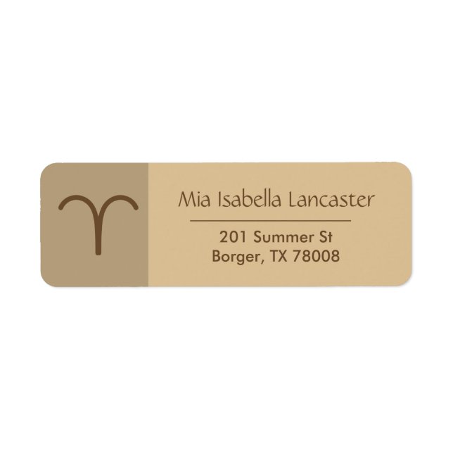 Zodiac Sign Aries Modern Return Address Labels (Front)