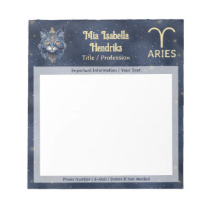 Zodiac Sign Aries & Mystical Cat - Notepad