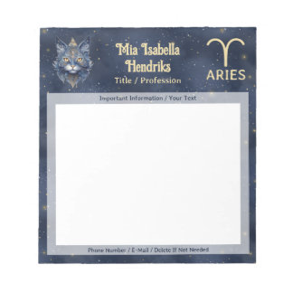Zodiac Sign Aries & Mystical Cat - Notepad