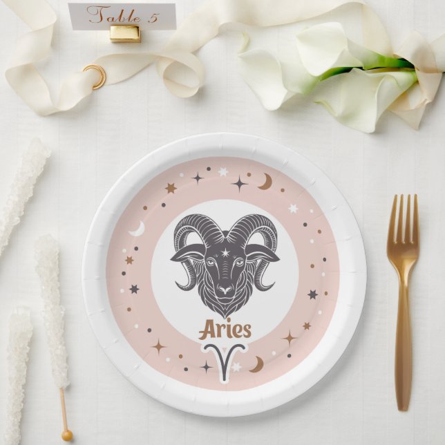 Zodiac Sign Aries Paper Plate (Wedding)