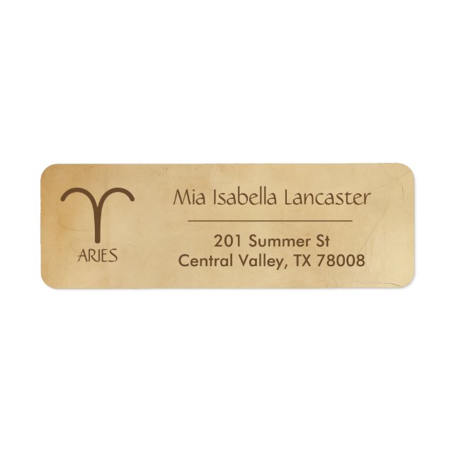 Zodiac Sign Aries -  Return Address Labels (Front)