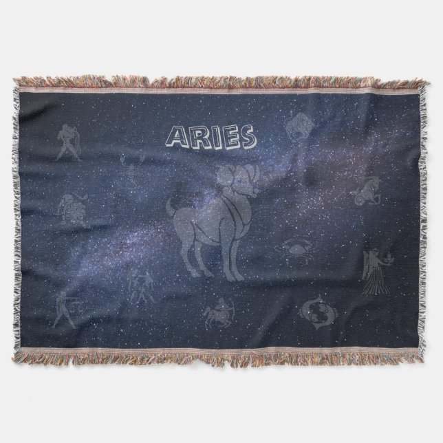 Zodiac sign Aries Throw Blanket (Front)