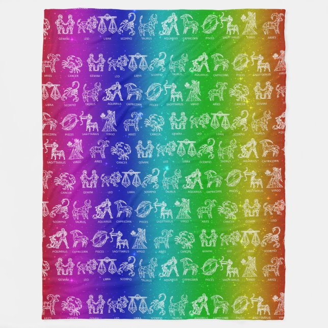 Zodiac Sign Blanket(Rainbow Smooth Fade) Fleece Blanket (Front)