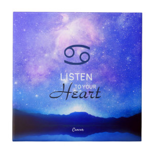 Zodiac Sign Cancer Dreamy Star Sky Quote  Ceramic Tile