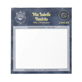 Zodiac Sign Cancer & Mystical Cat - Notepad