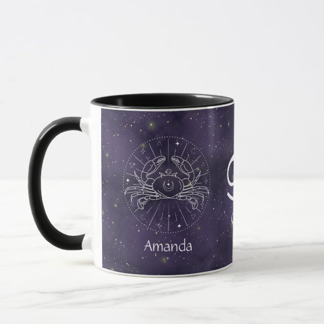 Zodiac Sign Cancer Watercolor Customisable Mug (Left)