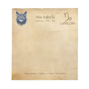 Zodiac Sign Capricorn & Celestial Cat - Notepad