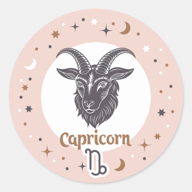 Zodiac Sign Capricorn Classic Round Sticker (Front)