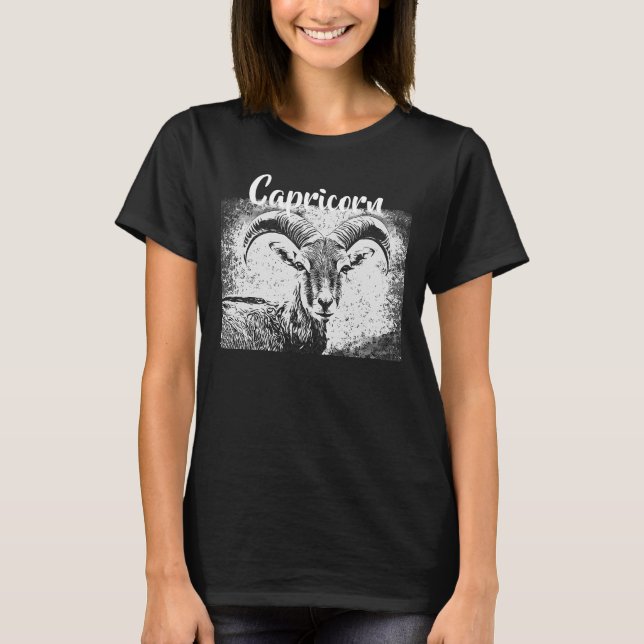 Zodiac Sign Capricorn Goat Symbol T-Shirt (Front)