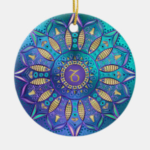 Zodiac Sign Capricorn Mandala Christmas Ornament