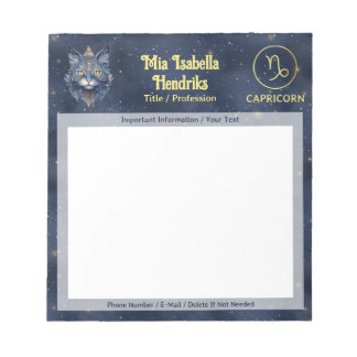 Zodiac Sign Capricorn & Mystical Cat - Notepad