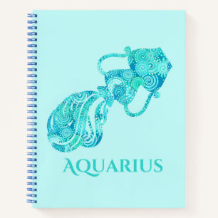 Zodiac Sign for Aquarius in a Turquoise Pattern  Notebook