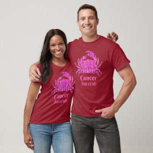 Zodiac Sign for Cancer in Maroon and Purple T-Shirt