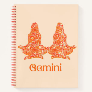 Zodiac Sign for Gemini in Coral Orange Journal