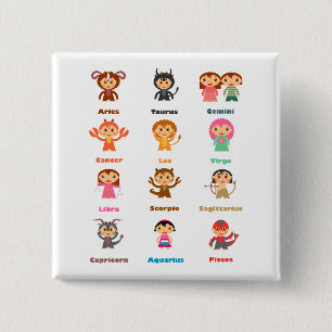Zodiac Sign for Kids 15 Cm Square Badge