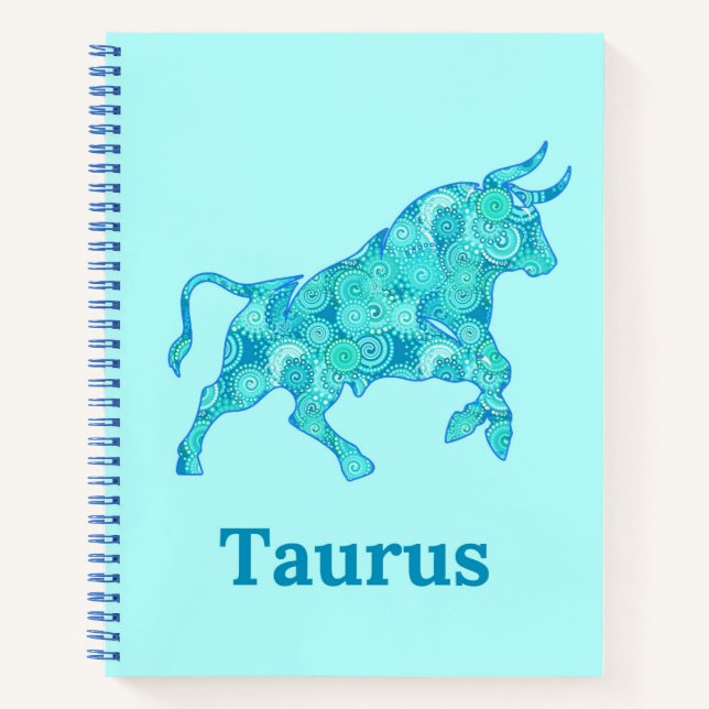 Zodiac Sign for Taurus in Shades of Blue Journal  (Front)