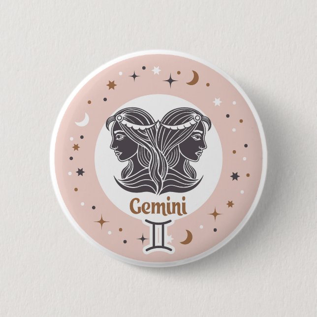 Zodiac Sign Gemini 6 Cm Round Badge (Front)