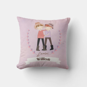 Zodiac Sign Gemini  Boy Add A Name Throw Pillow