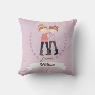 Zodiac Sign Gemini  Boy Add A Name Throw Pillow