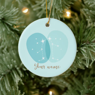 Zodiac Sign Gemini Ceramic Ornament