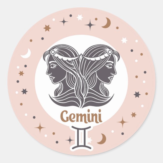 Zodiac Sign Gemini Classic Round Sticker (Front)