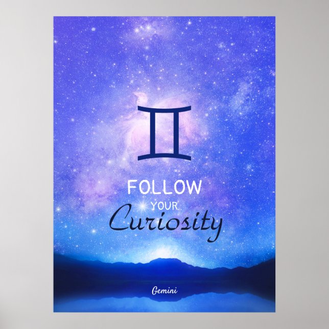 Zodiac Sign Gemini Dreamy Star Sky Quote Poster (Front)