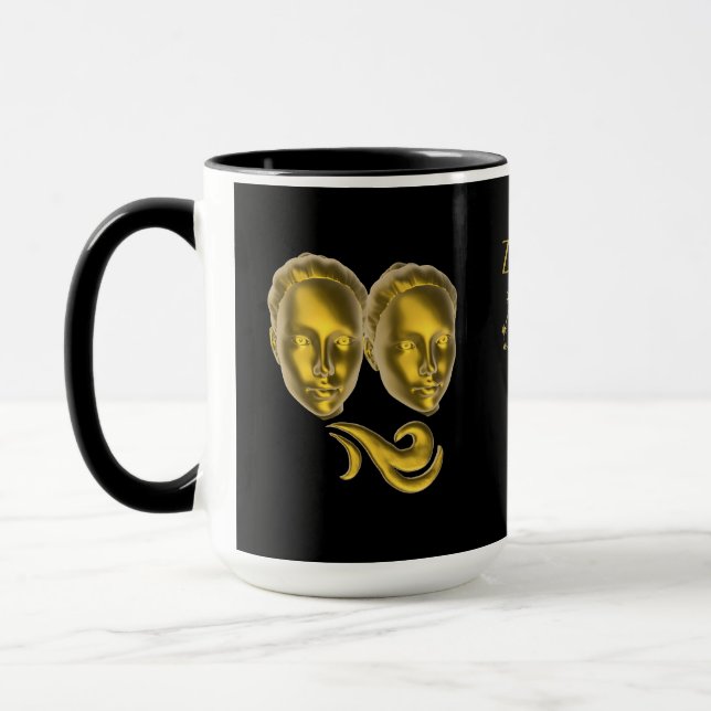 Zodiac sign Gemini, gold -  Mug (Left)