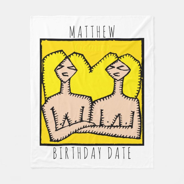 Zodiac Sign Gemini Personalised Birthday Blanket (Front)