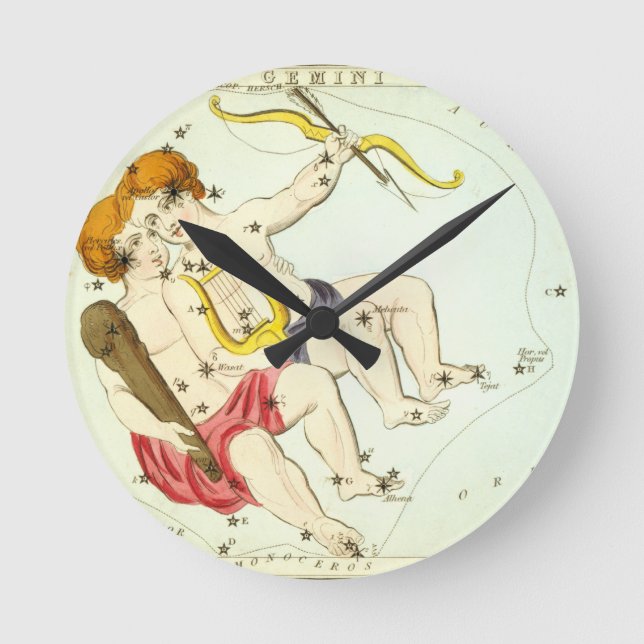 Zodiac Sign: Gemini Round Clock (Front)
