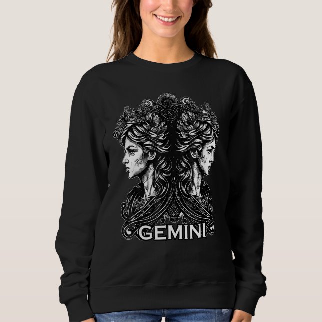Zodiac Sign Gemini Twins Astrology Symbol Ancient  Sweatshirt (Front)