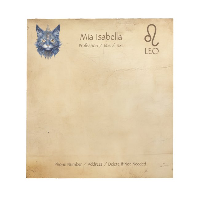 Zodiac Sign Leo & Celestial Cat - Notepad (Front)
