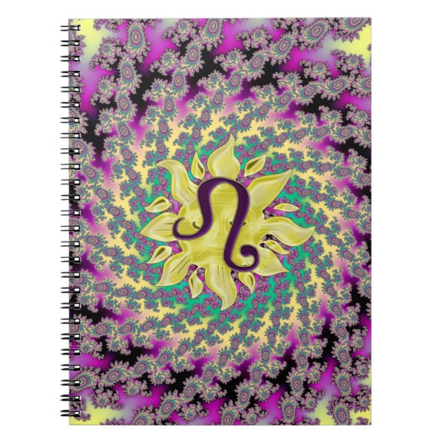 Zodiac Sign Leo Fractal Mandala Notebook (Front)