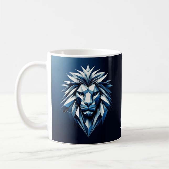 Zodiac sign LEO, geometry pattern, metallic look Coffee Mug (Left)