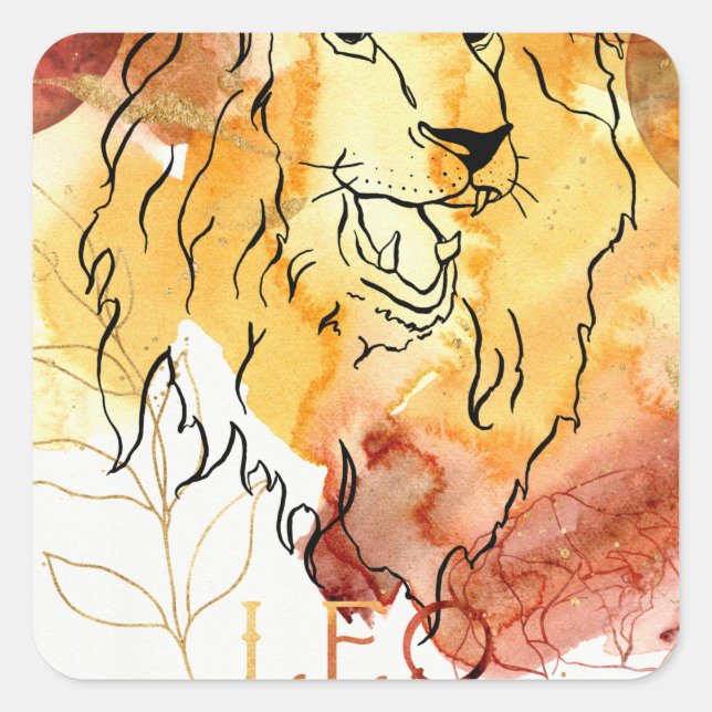 Zodiac sign Leo Lion birthday horoscope orange  Square Sticker (Front)