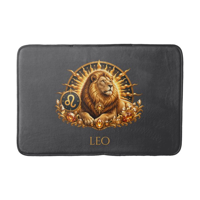 Zodiac Sign Leo Personalised Bath Mat (Front)