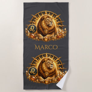 Zodiac Sign Leo Personalised Beach Towel