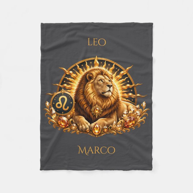 Zodiac Sign Leo Personalised Fleece Blanket (Front)