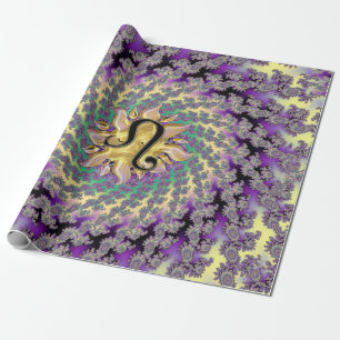 Zodiac Sign Leo Sun Mandala Wrapping Paper