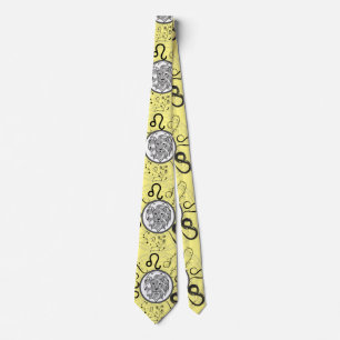 Zodiac Sign Leo.w L Yellow BG Tie