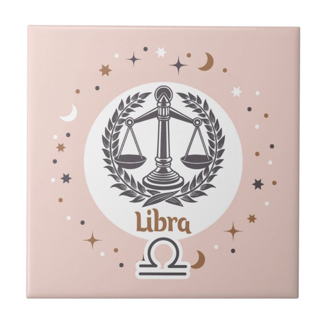 Zodiac Sign Libra Ceramic Tile (Front)