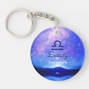 Zodiac Sign Libra Dreamy Star Sky Quote Key Ring