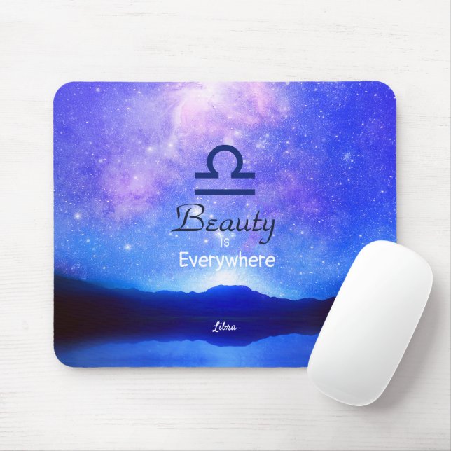 Zodiac Sign Libra Dreamy Star Sky Quote  Mouse Pad (With Mouse)
