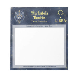 Zodiac Sign Libra & Mystical Cat - Notepad