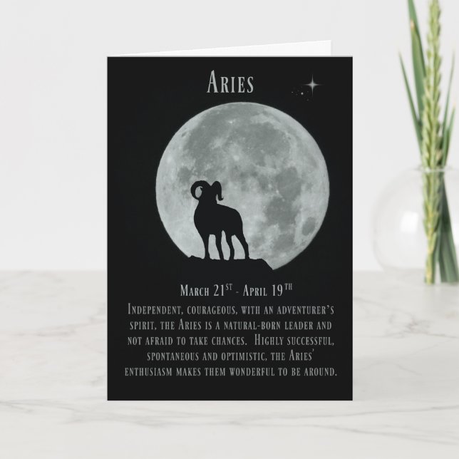 Zodiac Sign of Aries, The Ram Birthday Card (Front)