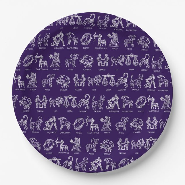 Zodiac sign Paper Plate(Purple) Plate (Front)